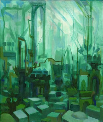 Jerusalem in Green , print on canvas 70x60