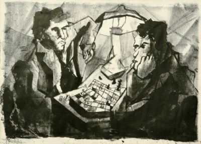 Chess Players ,litho , 1958 , 50x35 cm.