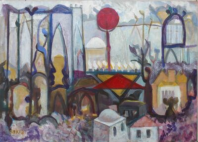 Hanukiya in Jerusalem 70x50 cm acrylic on paper