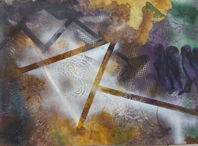 Light , geometrical original on paper 50x70 cm