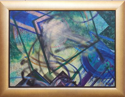 geometrical abstract on wood 50x70 cm